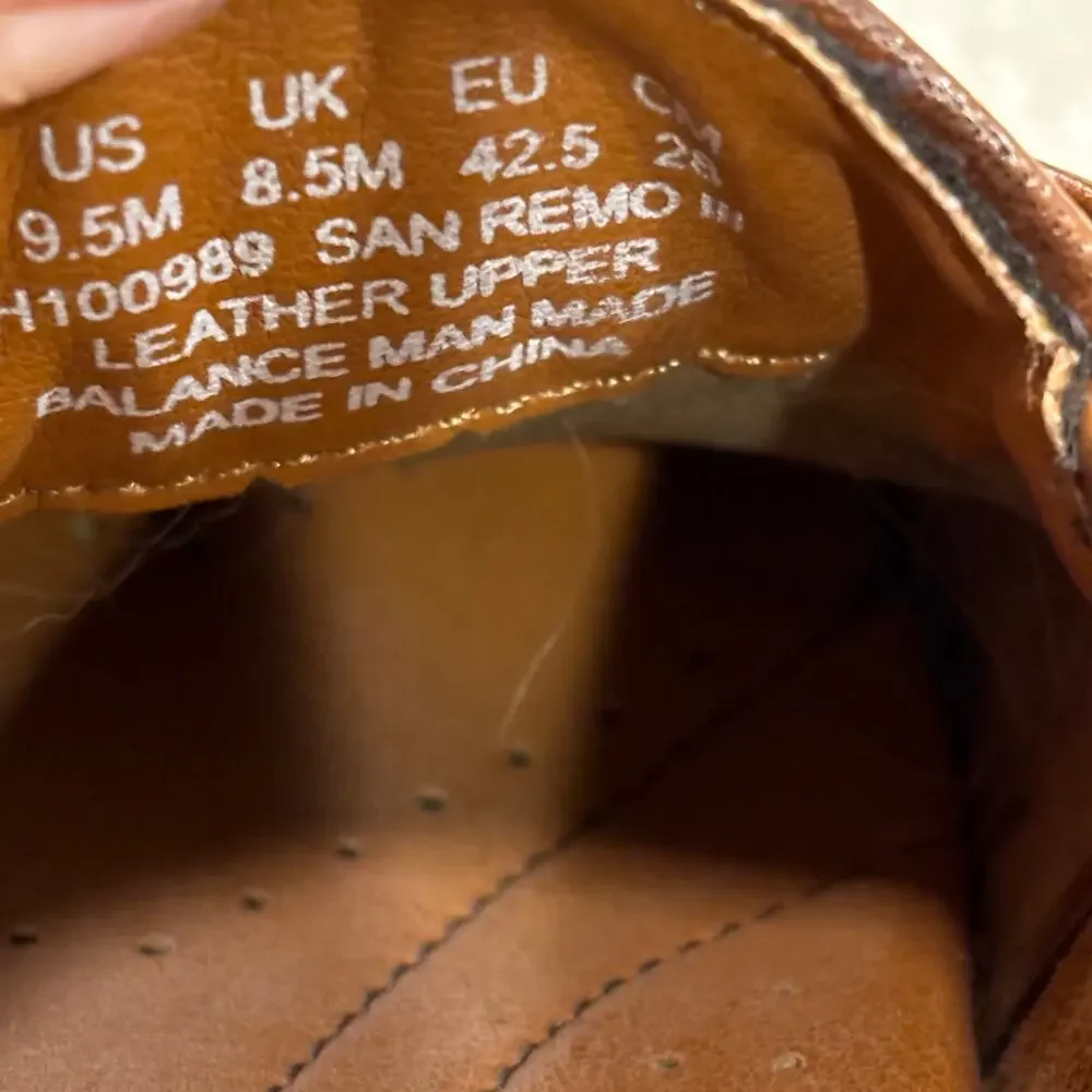 Hush Puppies Brown Leather San Remo Woven Tasseled Slip on Dress Shoes Size 9.5M